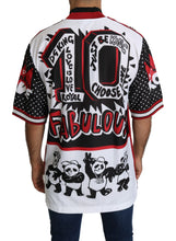 Load image into Gallery viewer, Dolce & Gabbana Chic White King Panda Print Zipper Collar Tee