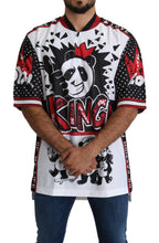 Load image into Gallery viewer, Dolce & Gabbana Chic White King Panda Print Zipper Collar Tee