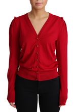 Load image into Gallery viewer, Dolce & Gabbana Deep V-Neck Wool Cardigan with Swarovski Buttons