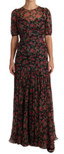 Load image into Gallery viewer, Dolce & Gabbana Elegant Black Silk Floral A-Line Gown
