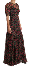 Load image into Gallery viewer, Dolce & Gabbana Elegant Black Silk Floral A-Line Gown