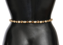 Load image into Gallery viewer, Dolce & Gabbana Champagne Crystal Embellished Leather Belt