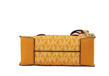 Load image into Gallery viewer, Michael Kors Mercer XS Honeycomb Gold Signature PVC North South Shopper Crossbody Bag