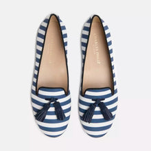 Load image into Gallery viewer, Charles Philip Elegant Striped Silk Moccasins with Suede Tassel