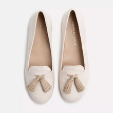 Load image into Gallery viewer, Charles Philip Elegant Beige Silk Tassel Loafers