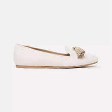 Load image into Gallery viewer, Charles Philip Elegant Beige Silk Tassel Loafers