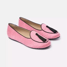 Load image into Gallery viewer, Charles Philip Elegant Pink Velvet Moccasins with Tassel Detail