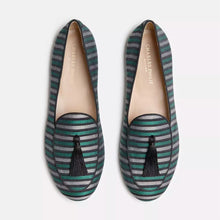 Load image into Gallery viewer, Charles Philip Elegant Striped Silk Loafers with Tassel