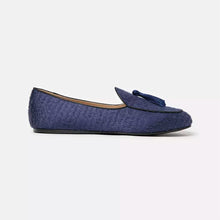Load image into Gallery viewer, Charles Philip Silk Fabric Tassel Loafers in Erben Blue
