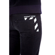 Load image into Gallery viewer, Off-White Slim Fit Black Cotton Jeans with Logo Print