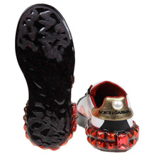 Load image into Gallery viewer, Dolce & Gabbana Elegant Leather Sneakers with Rhinestone Hearts