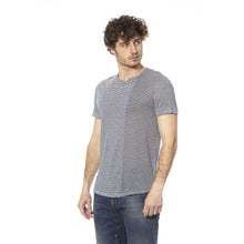 Load image into Gallery viewer, Distretto12 Ocean Blue Linen-Blend Crew Neck Tee