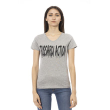 Load image into Gallery viewer, Trussardi Action Elegant Gray V-Neck Tee with Chic Print