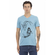 Load image into Gallery viewer, Trussardi Action V-Neck Cotton Blend Tee with Stylish Print