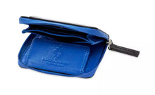 Load image into Gallery viewer, Marcelo Burlon Sleek Black Leather Card Holder with Blue Accents