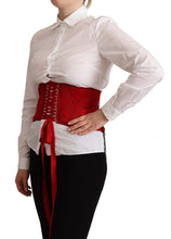 Load image into Gallery viewer, Dolce & Gabbana Elegant Red Silk Corset Belt Top