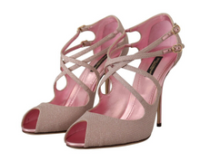 Load image into Gallery viewer, Dolce & Gabbana Pink Glitter Peep Toe High Heels Sandals