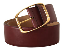 Load image into Gallery viewer, Dolce & Gabbana Elegant Maroon Leather Belt with Gold Buckle
