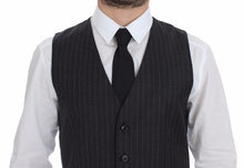 Load image into Gallery viewer, Dolce & Gabbana Gray Striped Wool Logo Vest Gilet Weste