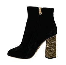Load image into Gallery viewer, Dolce & Gabbana Elegant Velvet Ankle Boots with Crystal Heels