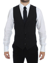 Load image into Gallery viewer, Dolce & Gabbana Black Striped Stretch Dress Vest Gilet