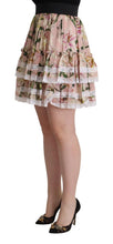 Load image into Gallery viewer, Dolce & Gabbana Elegant Lily Print Tiered A-Line Mini Skirt