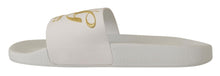 Load image into Gallery viewer, Dolce & Gabbana Chic White Leather Slides with Gold Embroidery