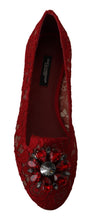 Load image into Gallery viewer, Dolce & Gabbana Radiant Red Lace Ballet Flats with Crystal Buckle