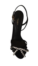 Load image into Gallery viewer, Dolce & Gabbana Elegant Black Viscose Ankle Strap Sandals with Crystals