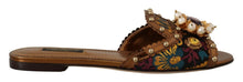 Load image into Gallery viewer, Dolce & Gabbana Chic Floral Print Flat Sandals with Faux Pearl Detail