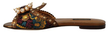Load image into Gallery viewer, Dolce & Gabbana Chic Floral Print Flat Sandals with Faux Pearl Detail