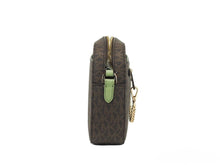 Load image into Gallery viewer, Michael Kors Jet Set Large EW Brown Sage PVC Leather Zip Chain Crossbody Handbag