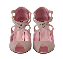 Load image into Gallery viewer, Dolce & Gabbana Pink Glitter Peep Toe High Heels Sandals