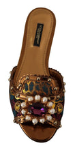 Load image into Gallery viewer, Dolce & Gabbana Chic Floral Print Flat Sandals with Faux Pearl Detail