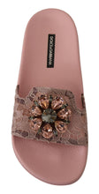 Load image into Gallery viewer, Dolce & Gabbana Floral Lace Crystal Embellished Slide Flats
