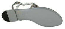 Load image into Gallery viewer, Dolce & Gabbana Elegant Silver Flats with Crystal Embellishments