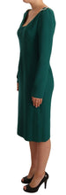 Load image into Gallery viewer, Dolce & Gabbana Emerald Green Midi Sheath Dress with Crystal Brooch