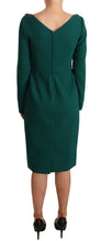 Load image into Gallery viewer, Dolce & Gabbana Emerald Green Midi Sheath Dress with Crystal Brooch
