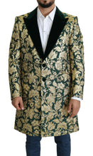 Load image into Gallery viewer, Dolce & Gabbana DOLCE & GABBANA Jacket SICILIA Green Gold Jacquard Long Coat