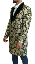 Load image into Gallery viewer, Dolce & Gabbana DOLCE & GABBANA Jacket SICILIA Green Gold Jacquard Long Coat