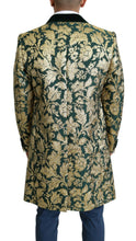Load image into Gallery viewer, Dolce & Gabbana DOLCE & GABBANA Jacket SICILIA Green Gold Jacquard Long Coat