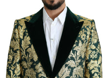 Load image into Gallery viewer, Dolce & Gabbana DOLCE & GABBANA Jacket SICILIA Green Gold Jacquard Long Coat