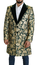 Load image into Gallery viewer, Dolce & Gabbana DOLCE & GABBANA Jacket SICILIA Green Gold Jacquard Long Coat