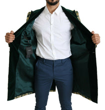 Load image into Gallery viewer, Dolce & Gabbana DOLCE & GABBANA Jacket SICILIA Green Gold Jacquard Long Coat