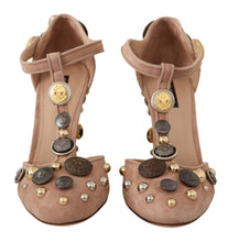 Load image into Gallery viewer, Dolce & Gabbana Glamorous Suede T-Strap Pumps with Embellishment