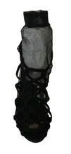 Load image into Gallery viewer, Dolce & Gabbana Black Suede Tulle Ankle Boot Sandals