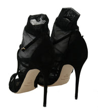 Load image into Gallery viewer, Dolce & Gabbana Black Suede Tulle Ankle Boot Sandals