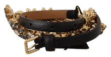 Load image into Gallery viewer, Dolce & Gabbana Elegant Crystal Daisy Chain Leather Belt
