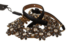 Load image into Gallery viewer, Dolce & Gabbana Elegant Crystal Daisy Chain Leather Belt