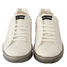 Load image into Gallery viewer, Dolce & Gabbana Elegant White & Gold Leather Sneakers